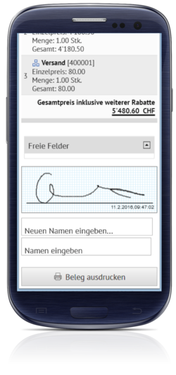 SelectLine Mobile Unterschrift Auftrag